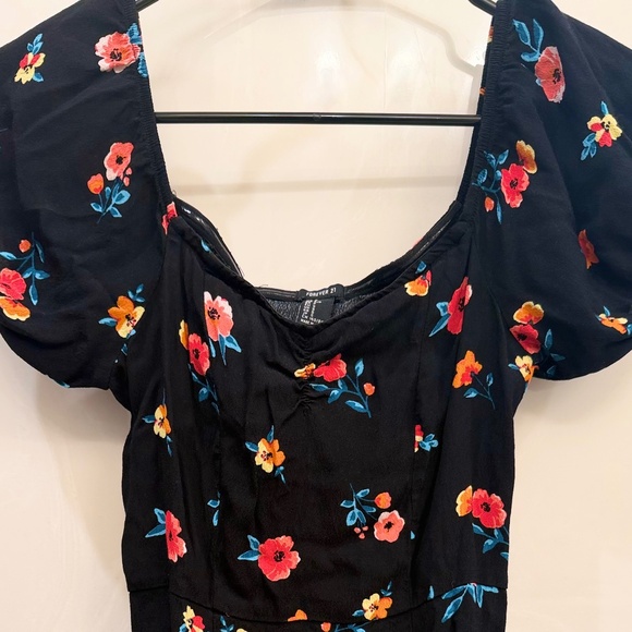 Forever 21 Floral Puff-sleeve Mini Dress - Picture 1 of 4